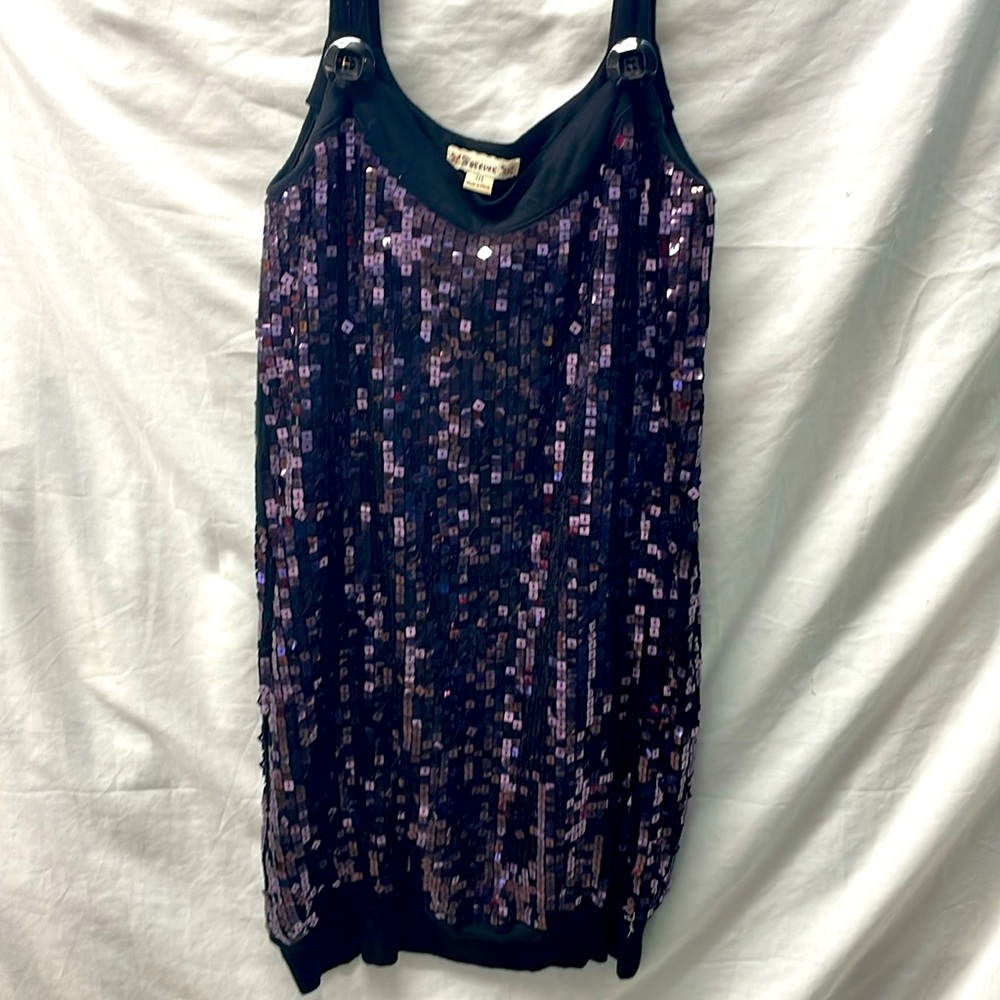 Forever sequined overall button mini party dress ladies sz M 5/30-4